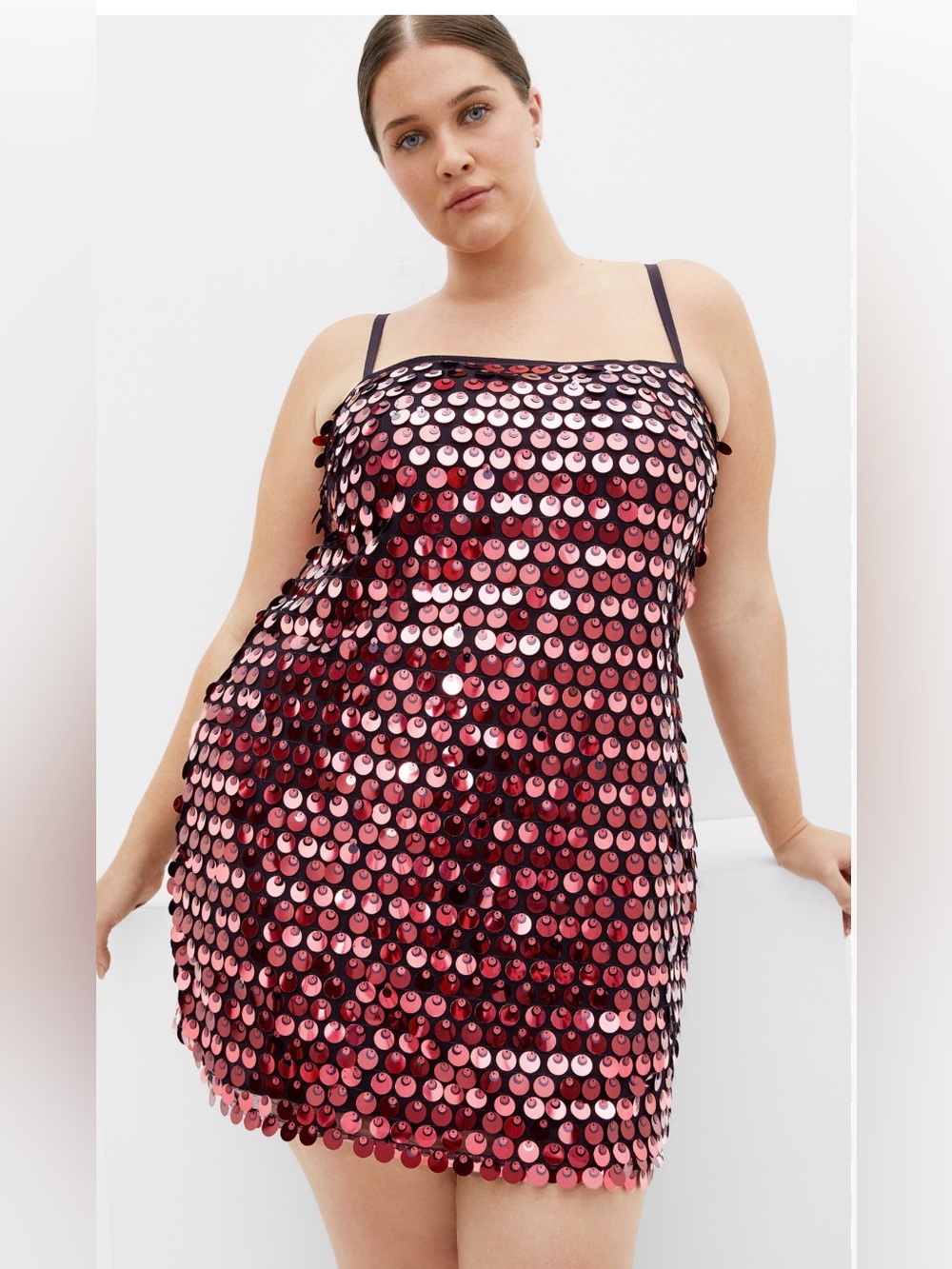City Chic Pink Sequin Mini Dress
